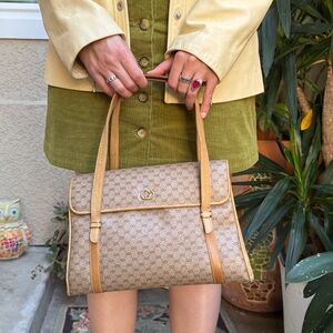 Vintage 60’s Tan/Brown Gucci leather/coated canvas Tote Bag